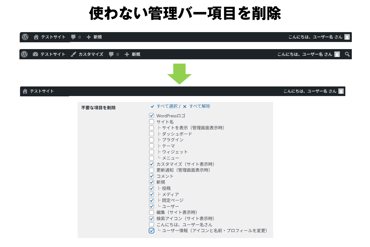 不要な項目を削除