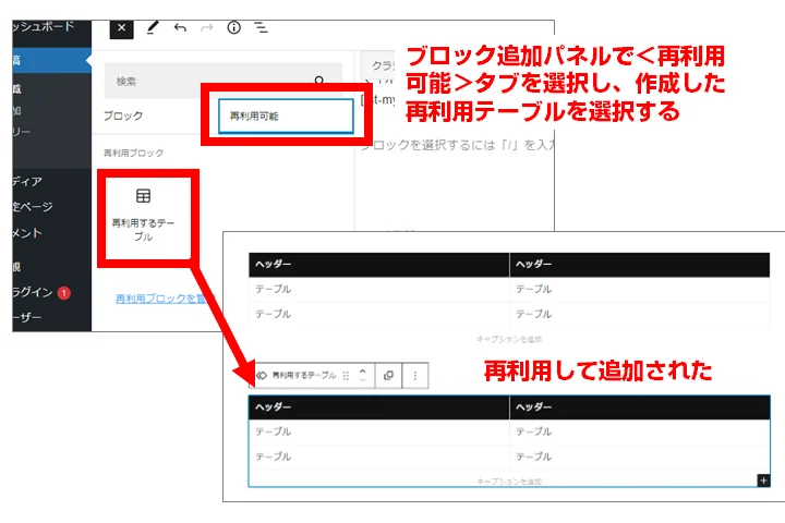 再利用ブロックの呼び出し